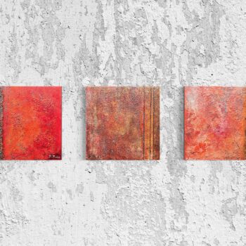 Abstraktes Triptychon in Rot