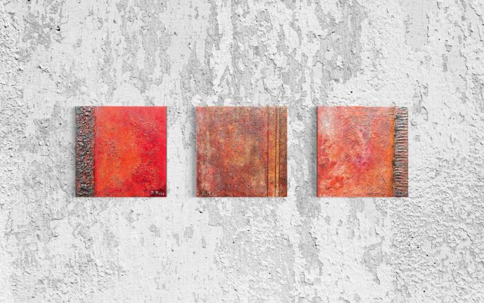 IMG_9238 Abstraktes Triptychon in Rot – Bild 1